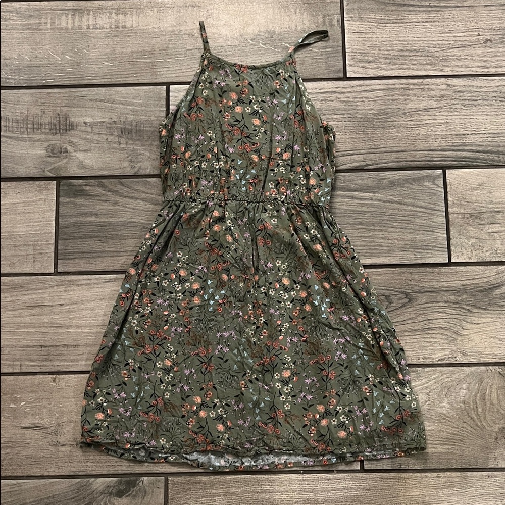 Old Navy girls floral Green Sleeveless Dress large 10/12